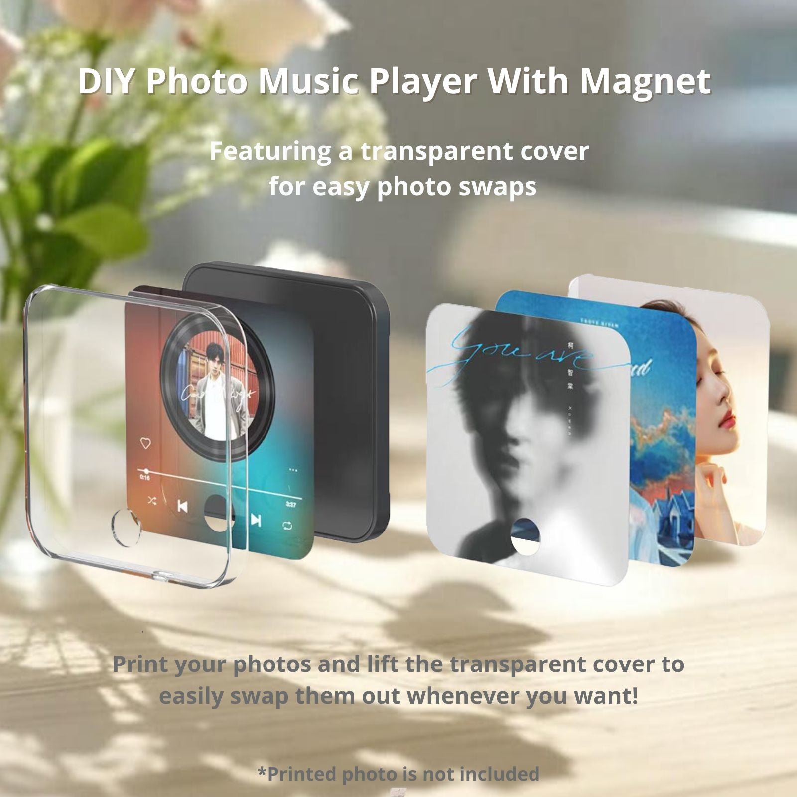 Fridge Magnet Music Personalised Photo,Customised Custom Songs Picture Insert, DIY Anniversary Unique Gifts For Couples Lovers Wedding Valentines Day, Birthday Her Girlfriend Boyfriend Wife Christmas - uniqicon