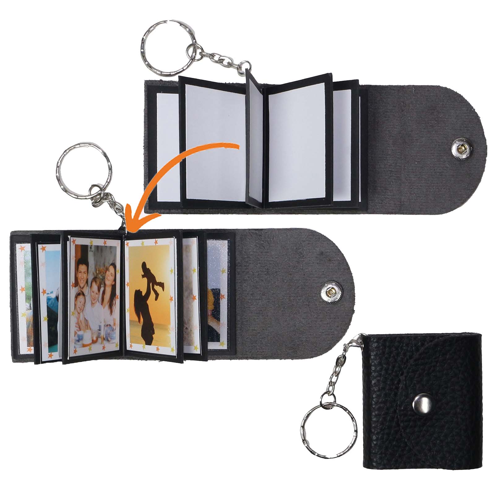 Mini Photo Keychain,Picture Keychains(Light Brown) Personalized Album for Family, Boyfriend, Couples, Dog, Friends - uniqicon