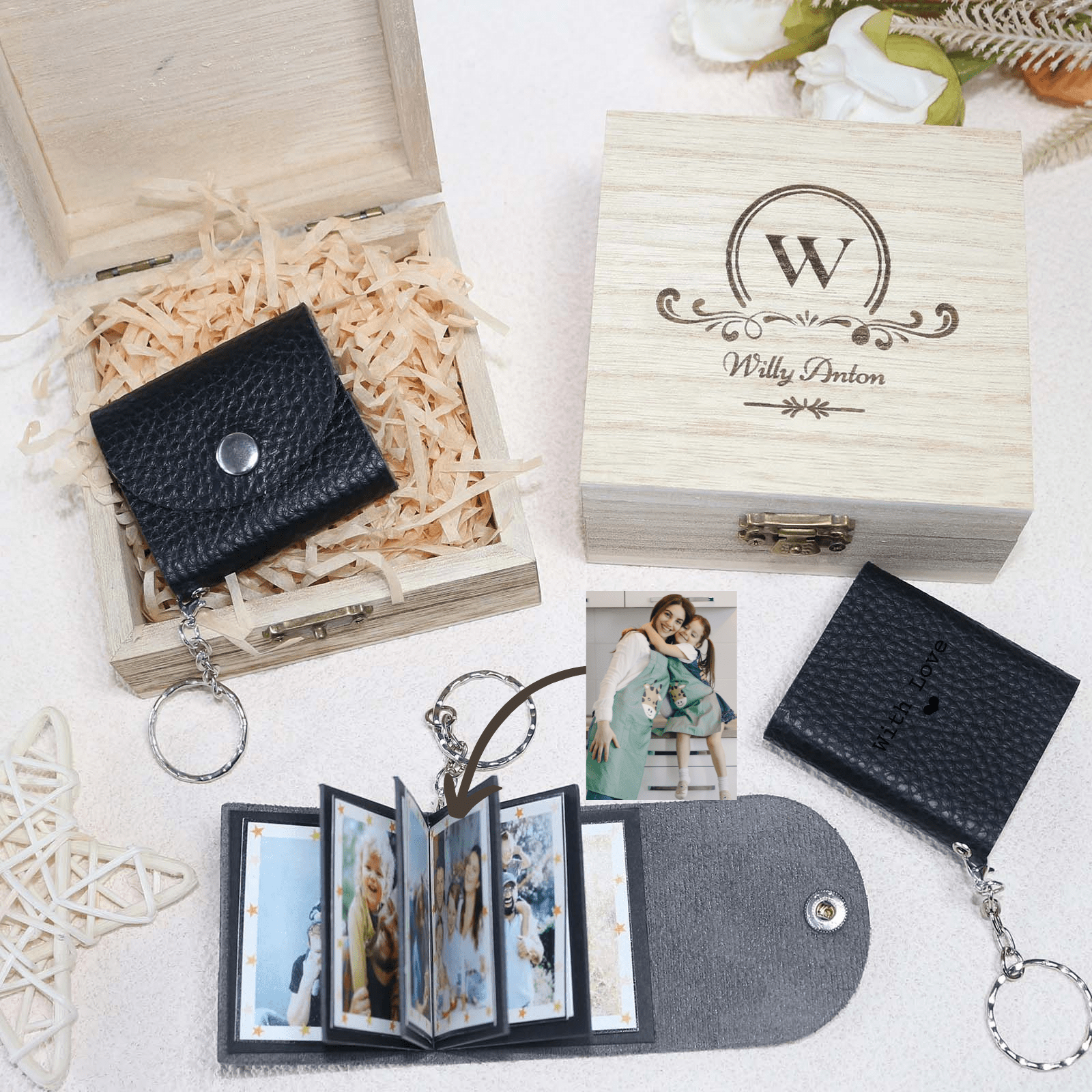 Personalized Mini Photo Keychain,Picture Keychains(Black) Personalized Album, Mini Cute Key Ring Keychain with Picture Book for Family, Boyfriend, Couples, Dog, Friends - uniqicon