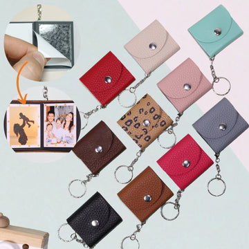 Mini Photo Keychain, DIY Small Custom Leather Memory Photo, Picture Keychains Personalized Album, Mini Cute Key Ring Keychain with Picture Book for Family, Boyfriend, Couples, Dog, Friends - uniqicon