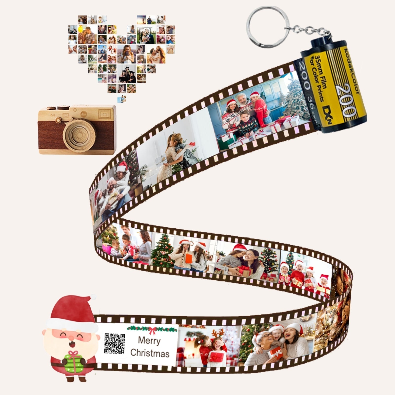 Custom Christmas Film Roll Photo Keychain Gifts,Personalised Photo Keyring Gifts,Christmas Presents for Boyfriend Women Dad Best Friends Daughter Son Lover Kid Anniversary Day Gift - uniqicon