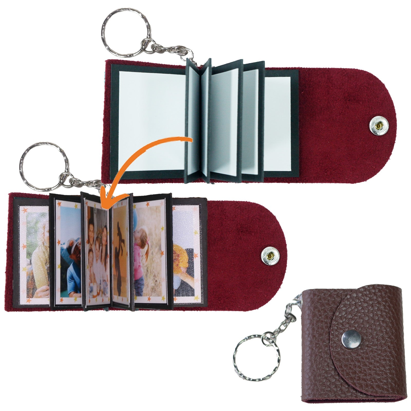 Mini Photo Keychain, Leather Memory Photo, Picture Keychains Personalized Album for Family, Boyfriend, Couples, Dog, Friends - uniqicon