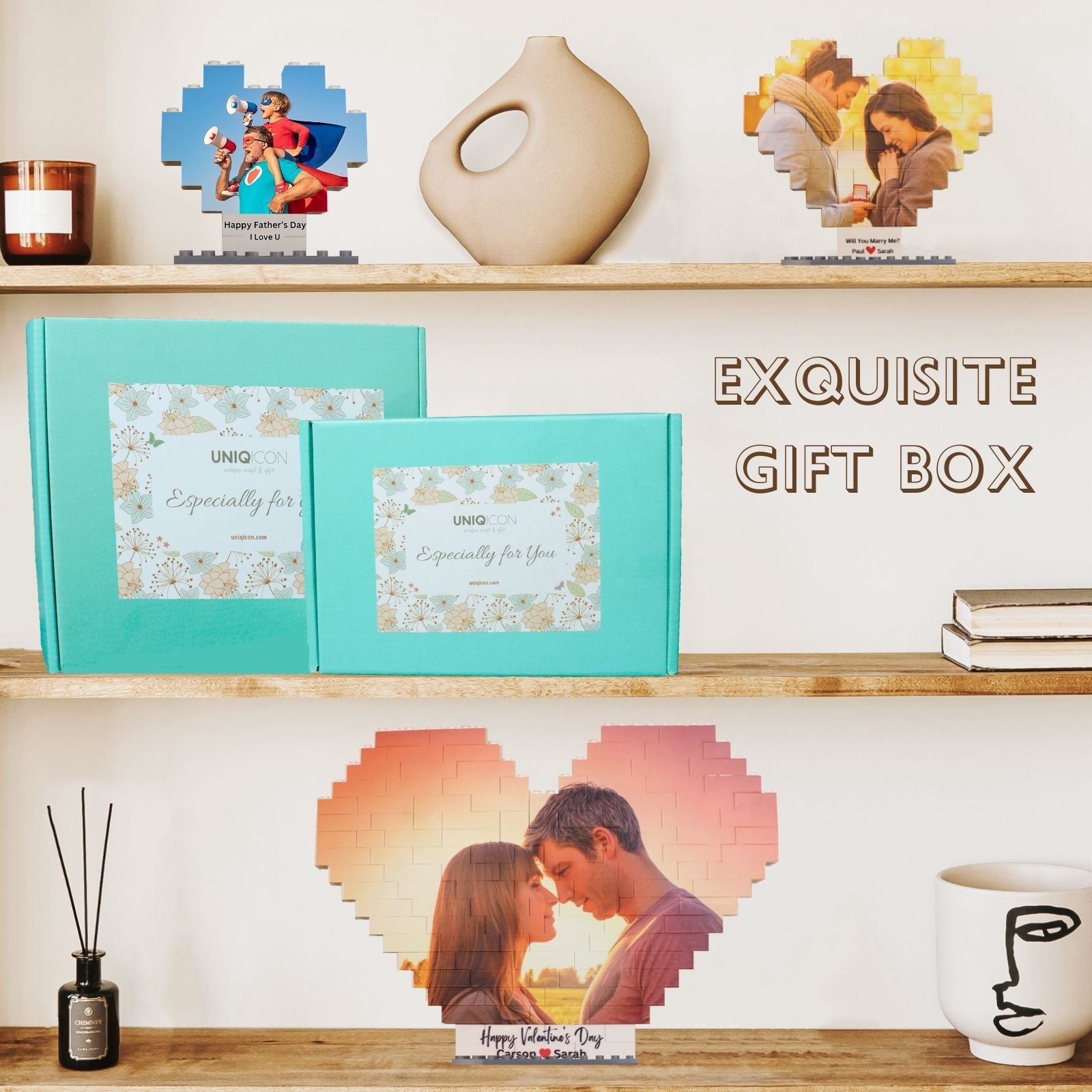 Personalised Photo Puzzle Building Brick Gift, Custom Picture Jigsaw Block, Customised DIY Valentine's Anniversary Birthday Funny Love Gifts for him couple her women dad Christmas fathers wedding day - uniqicon