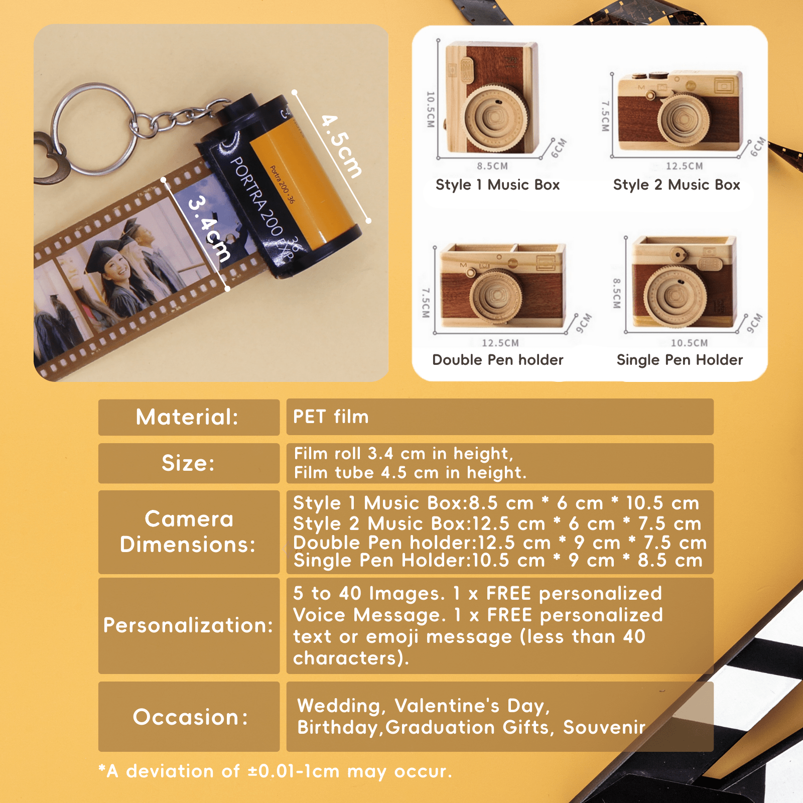 Personalized Customized Memory Retro Camera Film HD Photo Album Film Roll Keychain F3 Voice Message Creative Birthday Valentine Christmas Graduation Friend Anniversary Gift Souvenir Customized Handmade - uniqicon