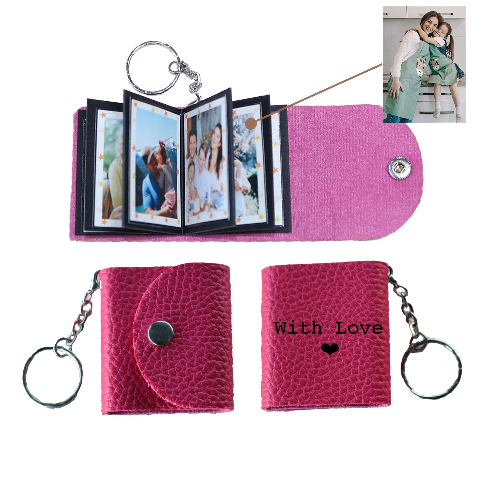 Personalized Mini Photo Keychain, Picture Keychains Personalized Album, Mini Cute Key Ring Keychain with Picture Book for Family, Boyfriend, Couples, Dog, Friends - uniqicon