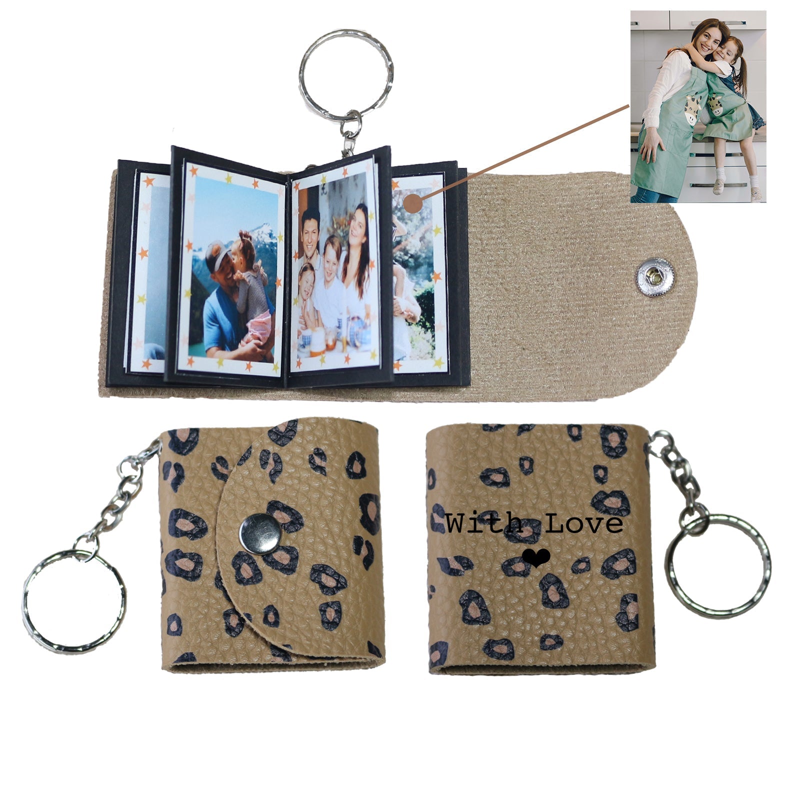 Personalized Mini Photo Keychain, Picture Keychains Personalized Album, Mini Cute Key Ring Keychain with Picture Book for Family, Boyfriend, Couples, Dog, Friends - uniqicon