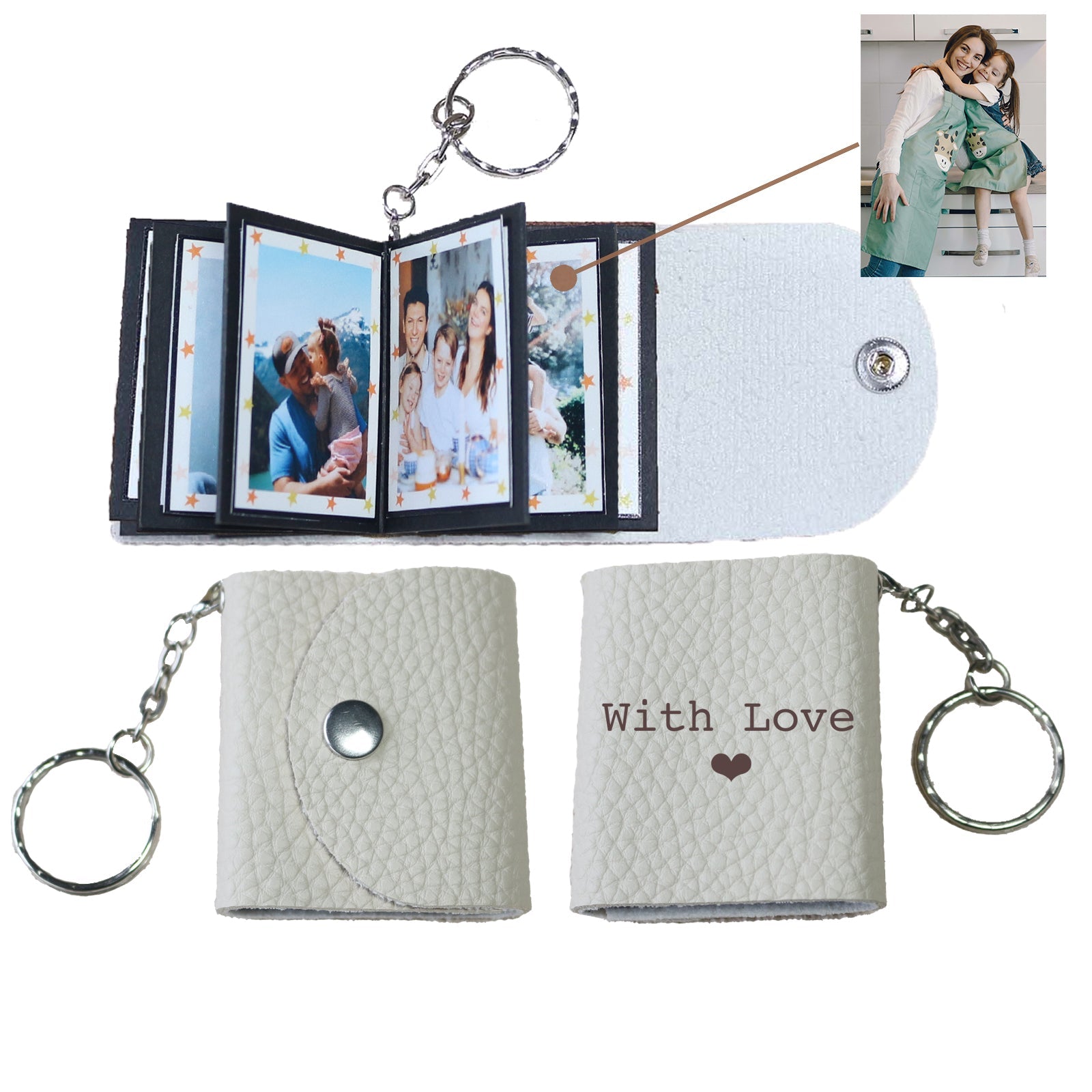 Personalized Mini Photo Keychain,Picture Keychains(Rose red) Personalized Album, Mini Cute Key Ring Keychain with Picture Book for Family, Boyfriend, Couples, Dog, Friends - uniqicon