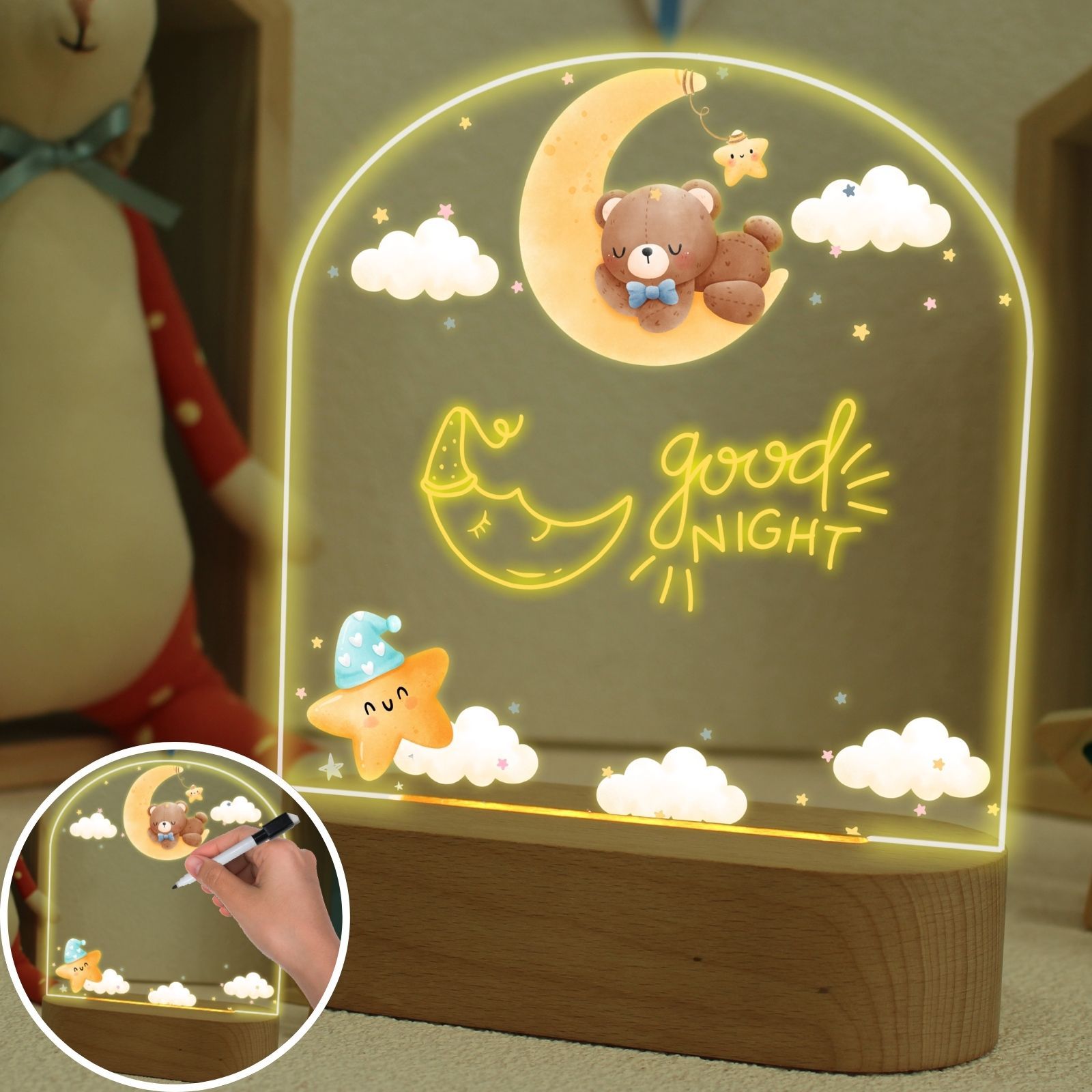 uniqicon Unicorn Night Light for Girls Kids, Light Sign Kids Night Light, Led Message Board for Girls, Unicorns Gifts for Girls Age 3 - 12, Toddler Night Light Lamp for Kids - uniqicon