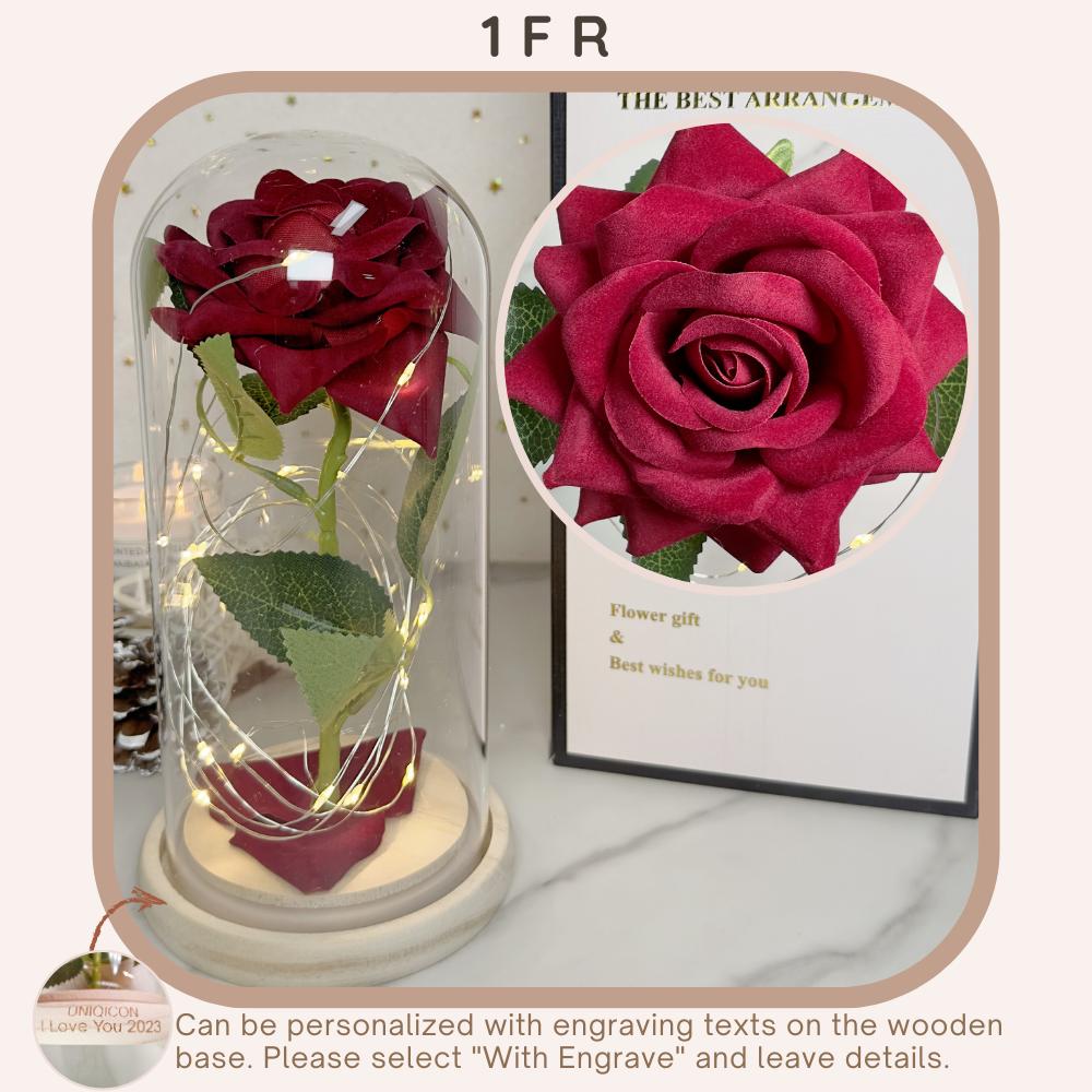 Anniversary & Valentine's Day Gifts For Mom Women, Personalized Rose Lamp, Mother's Day, Birthday Presents For Mom,Girlfriends & Wives Handmade Roses Flowers Galaxy Eternal Enchanted Rose Glass Dome With Message 1F - uniqicon