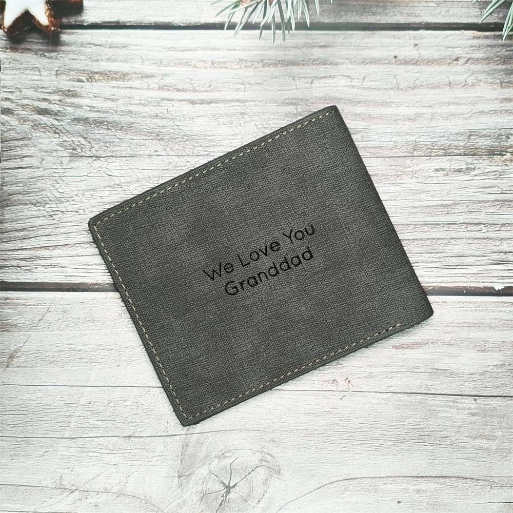 UNIQICON Personalised Black Leather Wallet for Mens, Custom Photo Wallets, Unique Laser Engraved Gifts from Mum to Grandad Son Dad WS - uniqicon